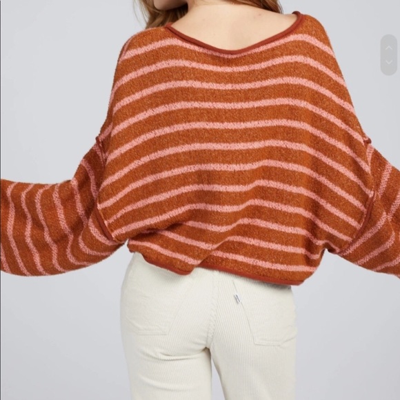 Free People Bardot Striped Chunky Sweater - Picture 6 of 13